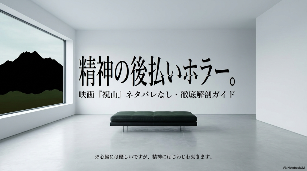 一般的なお化け屋敷系ホラーとは異なる、静寂でじっとりとした心理的恐怖を解説するスライド。「幽霊がドーン！」という派手な演出はなく、見えない相手と相席するような「じっとり系」であることを示している。